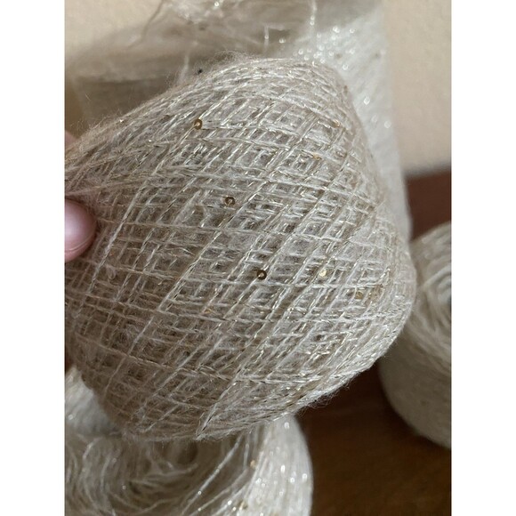 Fancy Soft 4 Skeins Light Beige Gold Sequins Gold Glitter 200g Total #453 - Picture 4 of 4